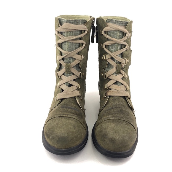 Sorel Major Carly Olive Leather Mid-Calf Moto Boots - Picture 4 of 12